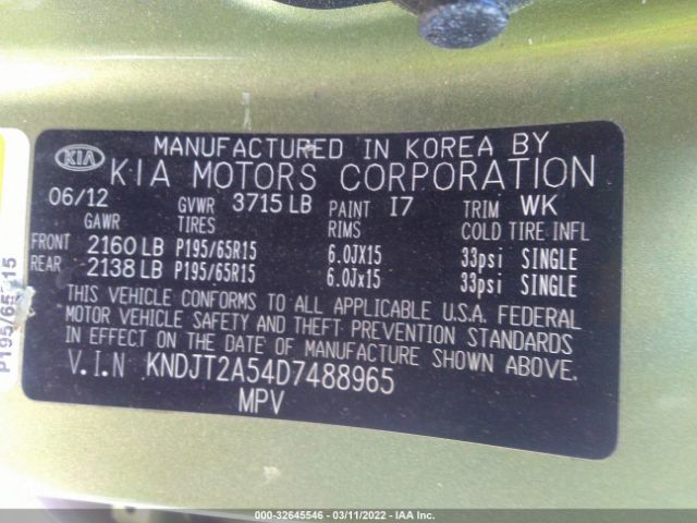 Photo 8 VIN: KNDJT2A54D7488965 - KIA SOUL 