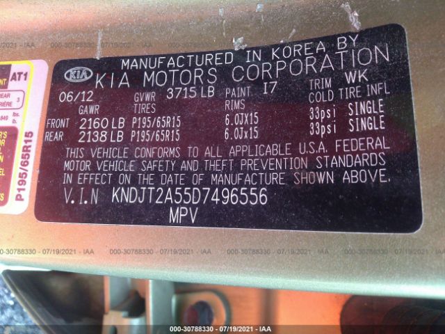 Photo 8 VIN: KNDJT2A55D7496556 - KIA SOUL 