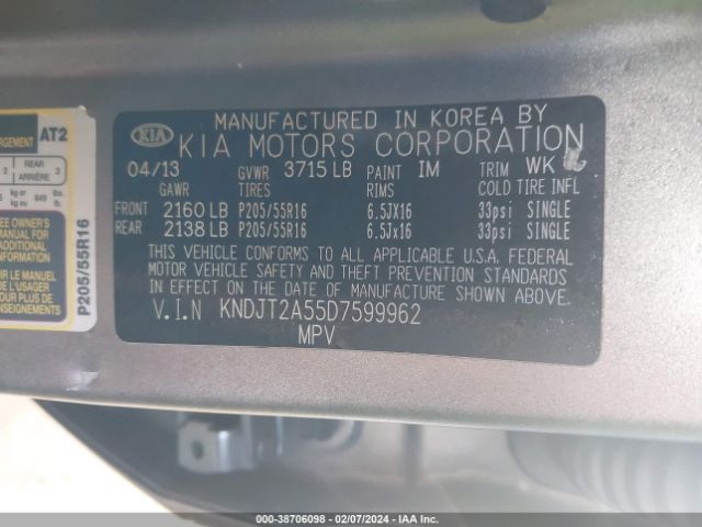 Photo 8 VIN: KNDJT2A55D7599962 - KIA SOUL 