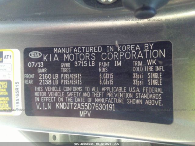 Photo 8 VIN: KNDJT2A55D7630191 - KIA SOUL 