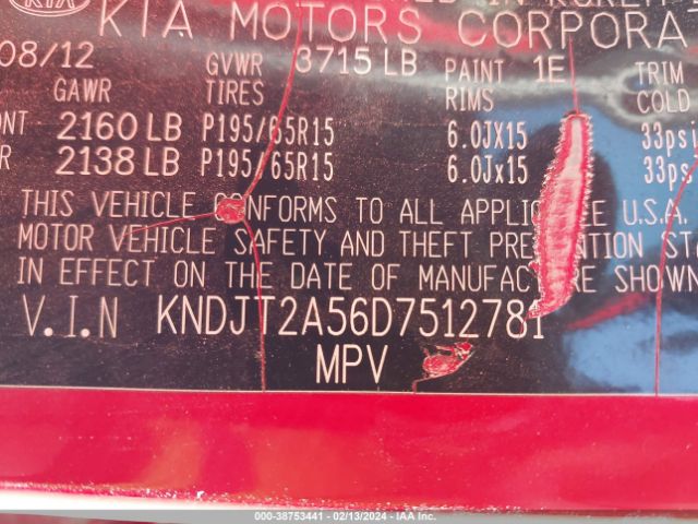 Photo 8 VIN: KNDJT2A56D7512781 - KIA SOUL 