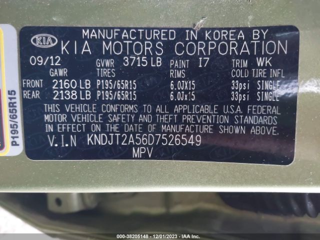 Photo 8 VIN: KNDJT2A56D7526549 - KIA SOUL 