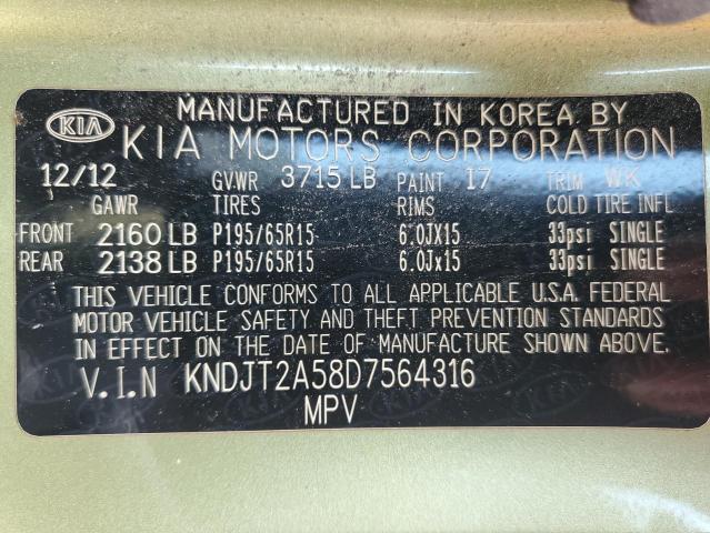 Photo 12 VIN: KNDJT2A58D7564316 - KIA SOUL 