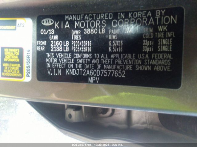 Photo 8 VIN: KNDJT2A60D7577652 - KIA SOUL 