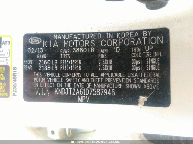 Photo 8 VIN: KNDJT2A61D7587946 - KIA SOUL 