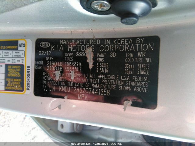 Photo 8 VIN: KNDJT2A62C7441358 - KIA SOUL 