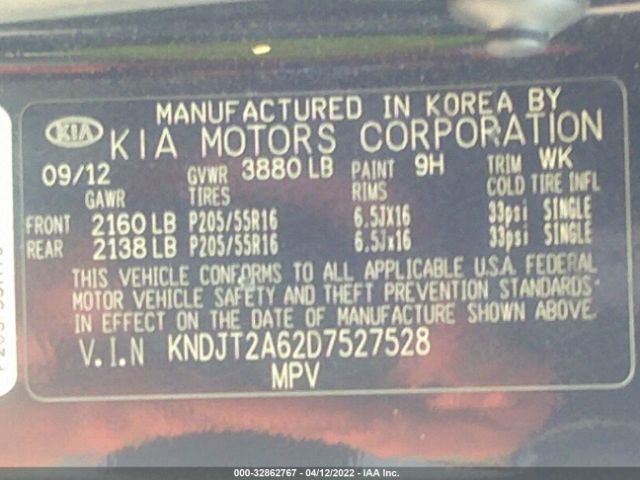 Photo 8 VIN: KNDJT2A62D7527528 - KIA SOUL 