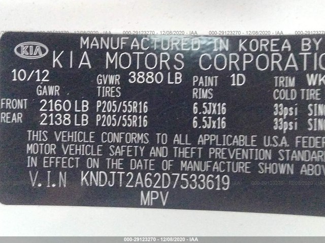 Photo 8 VIN: KNDJT2A62D7533619 - KIA SOUL 