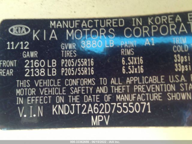 Photo 8 VIN: KNDJT2A62D7555071 - KIA SOUL 