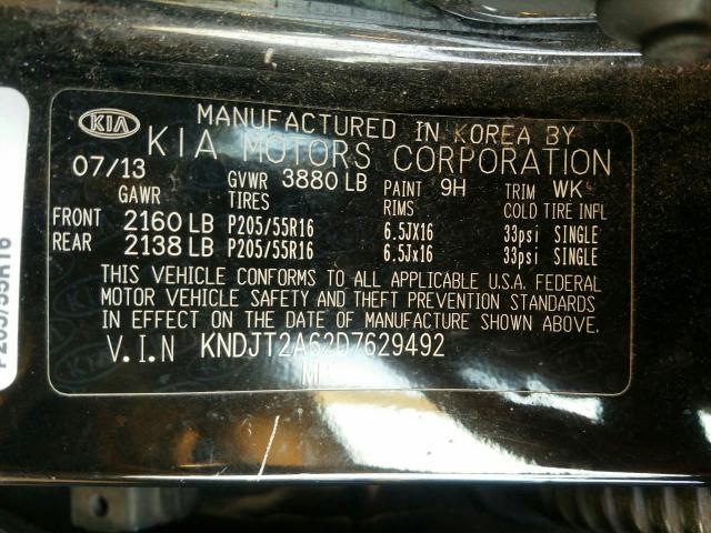 Photo 9 VIN: KNDJT2A62D7629492 - KIA SOUL + 