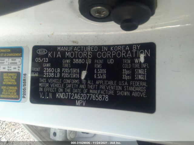 Photo 8 VIN: KNDJT2A62D7765878 - KIA SOUL 