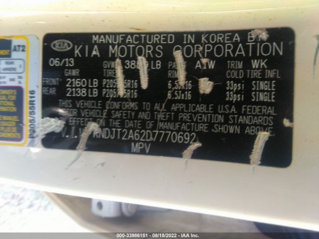 Photo 8 VIN: KNDJT2A62D7770692 - KIA SOUL 