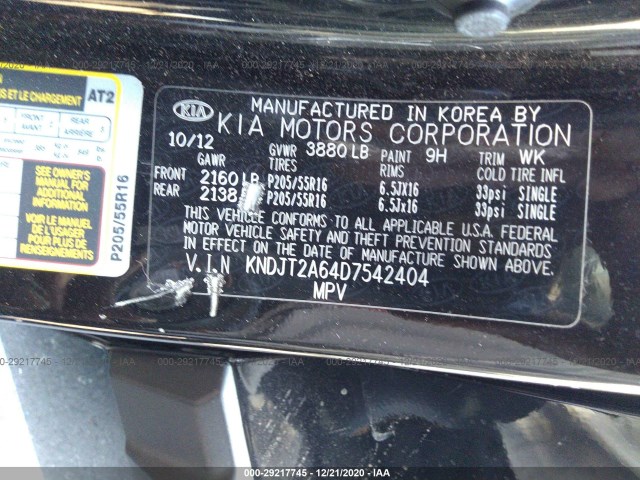 Photo 8 VIN: KNDJT2A64D7542404 - KIA SOUL 