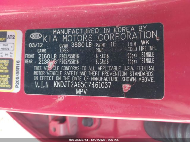 Photo 8 VIN: KNDJT2A65C7461037 - KIA SOUL 