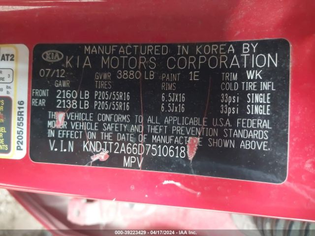 Photo 8 VIN: KNDJT2A66D7510618 - KIA SOUL 