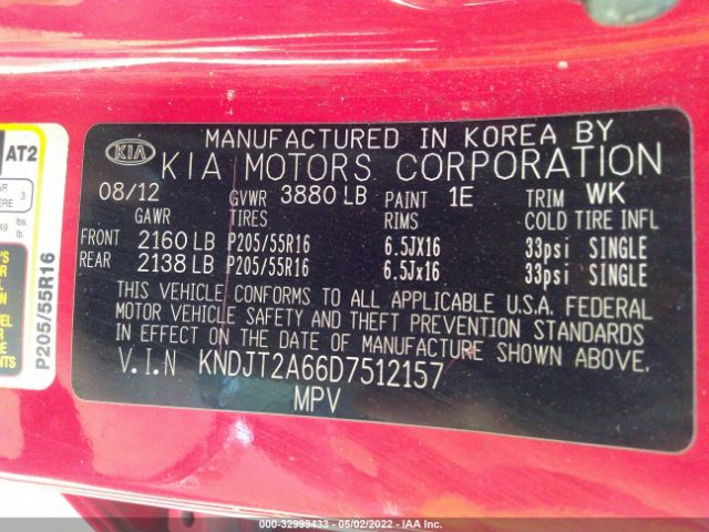 Photo 8 VIN: KNDJT2A66D7512157 - KIA SOUL 