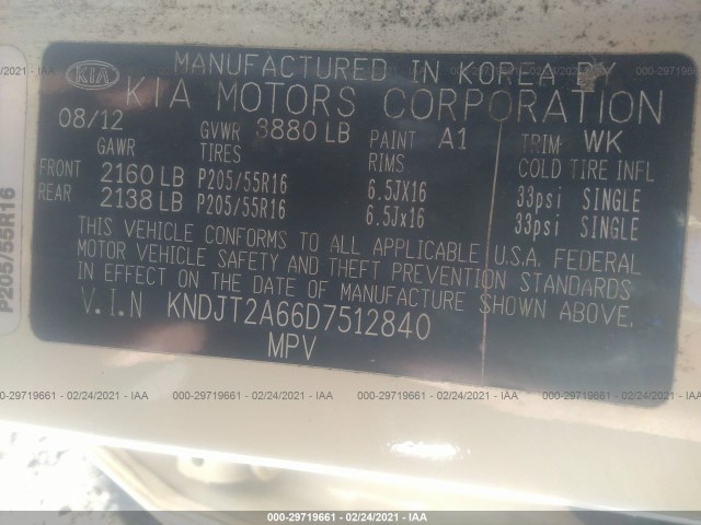 Photo 8 VIN: KNDJT2A66D7512840 - KIA SOUL 