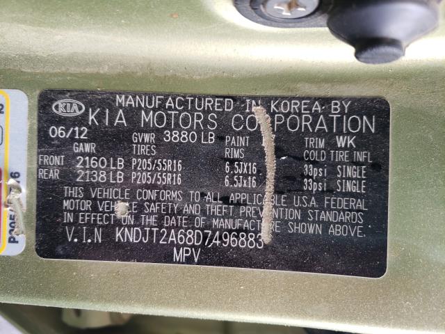 Photo 9 VIN: KNDJT2A68D7496883 - KIA SOUL + 