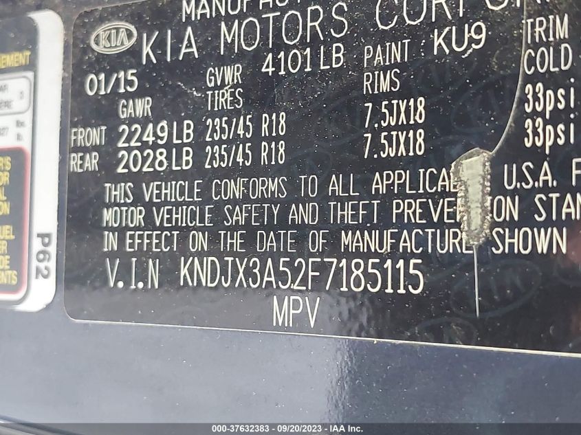 Photo 8 VIN: KNDJX3A52F7185115 - KIA SOUL 