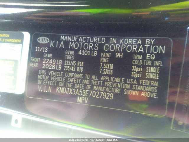 Photo 8 VIN: KNDJX3A53E7027929 - KIA SOUL 