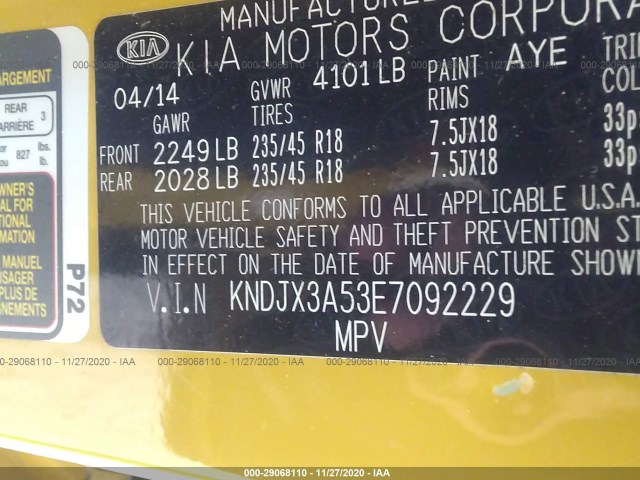 Photo 8 VIN: KNDJX3A53E7092229 - KIA SOUL 