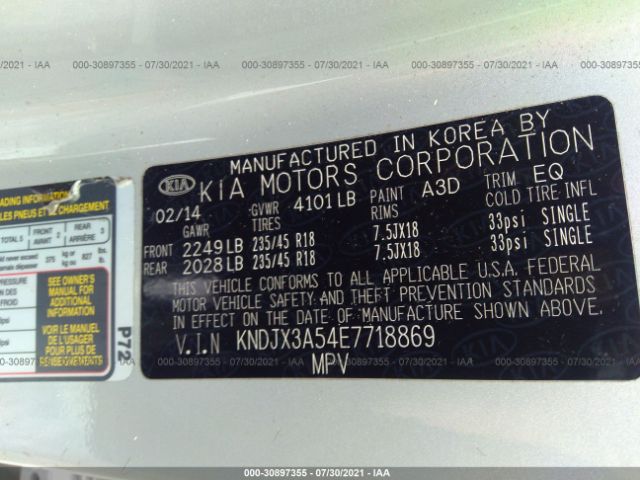 Photo 8 VIN: KNDJX3A54E7718869 - KIA SOUL 