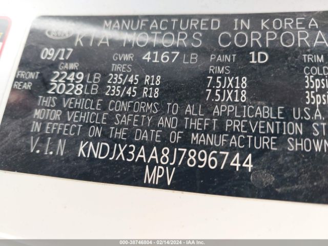 Photo 8 VIN: KNDJX3AA8J7896744 - KIA SOUL 