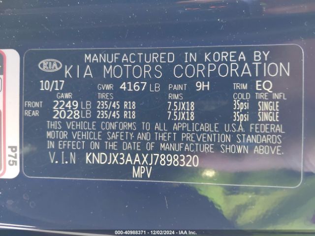 Photo 8 VIN: KNDJX3AAXJ7898320 - KIA SOUL 