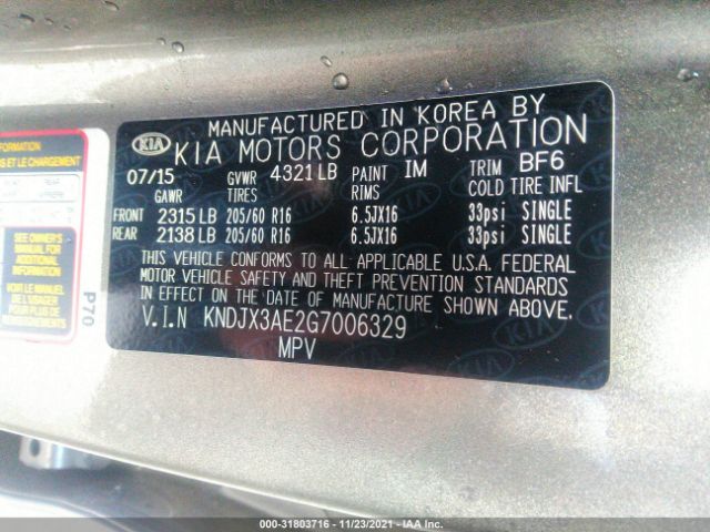 Photo 8 VIN: KNDJX3AE2G7006329 - KIA SOUL 