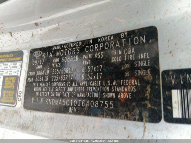 Photo 8 VIN: KNDMA5C10J6408755 - KIA SEDONA 