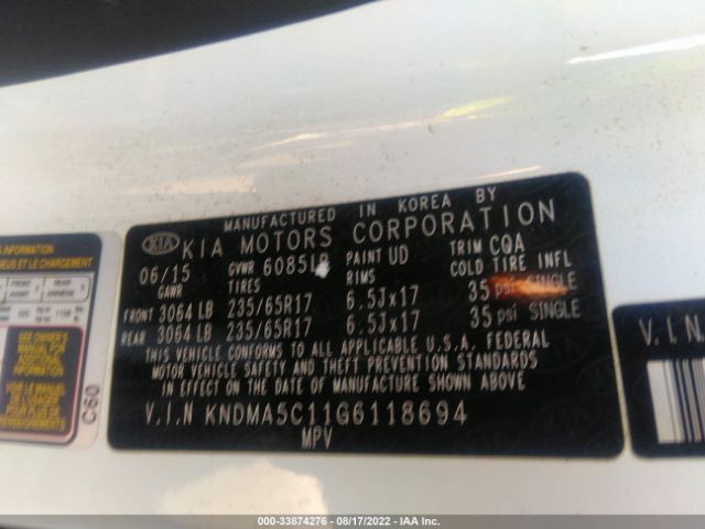 Photo 8 VIN: KNDMA5C11G6118694 - KIA SEDONA 