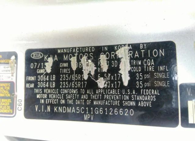 Photo 8 VIN: KNDMA5C11G6126620 - KIA SEDONA 