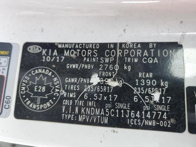 Photo 12 VIN: KNDMA5C11J6414774 - KIA SEDONA L 