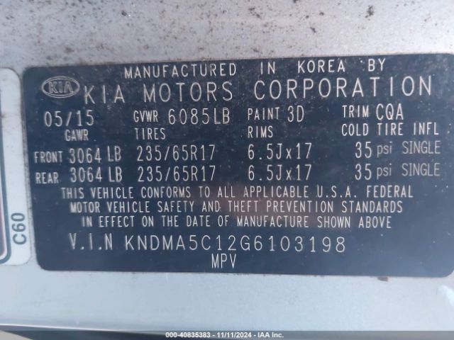 Photo 8 VIN: KNDMA5C12G6103198 - KIA SEDONA 