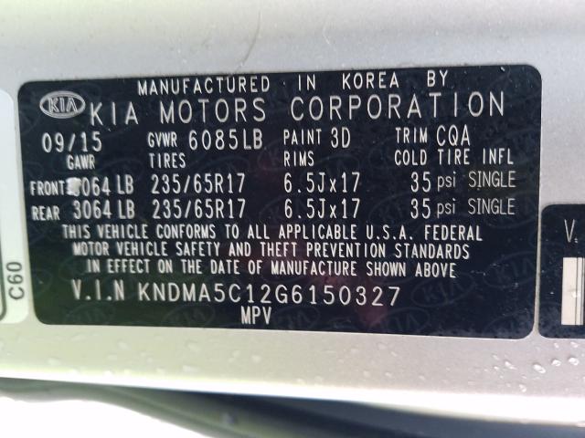 Photo 9 VIN: KNDMA5C12G6150327 - KIA SEDONA L 