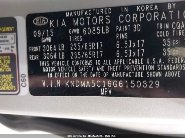 Photo 8 VIN: KNDMA5C16G6150329 - KIA SEDONA 