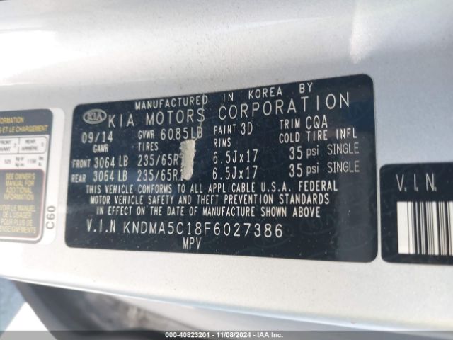 Photo 8 VIN: KNDMA5C18F6027386 - KIA SEDONA 