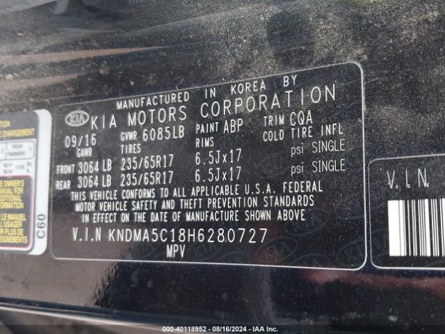 Photo 8 VIN: KNDMA5C18H6280727 - KIA SEDONA 