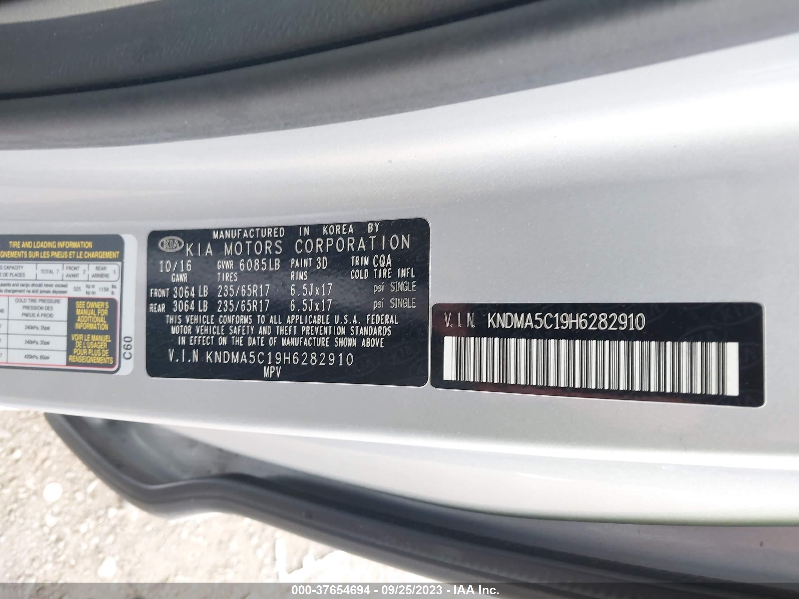 Photo 8 VIN: KNDMA5C19H6282910 - KIA SEDONA 