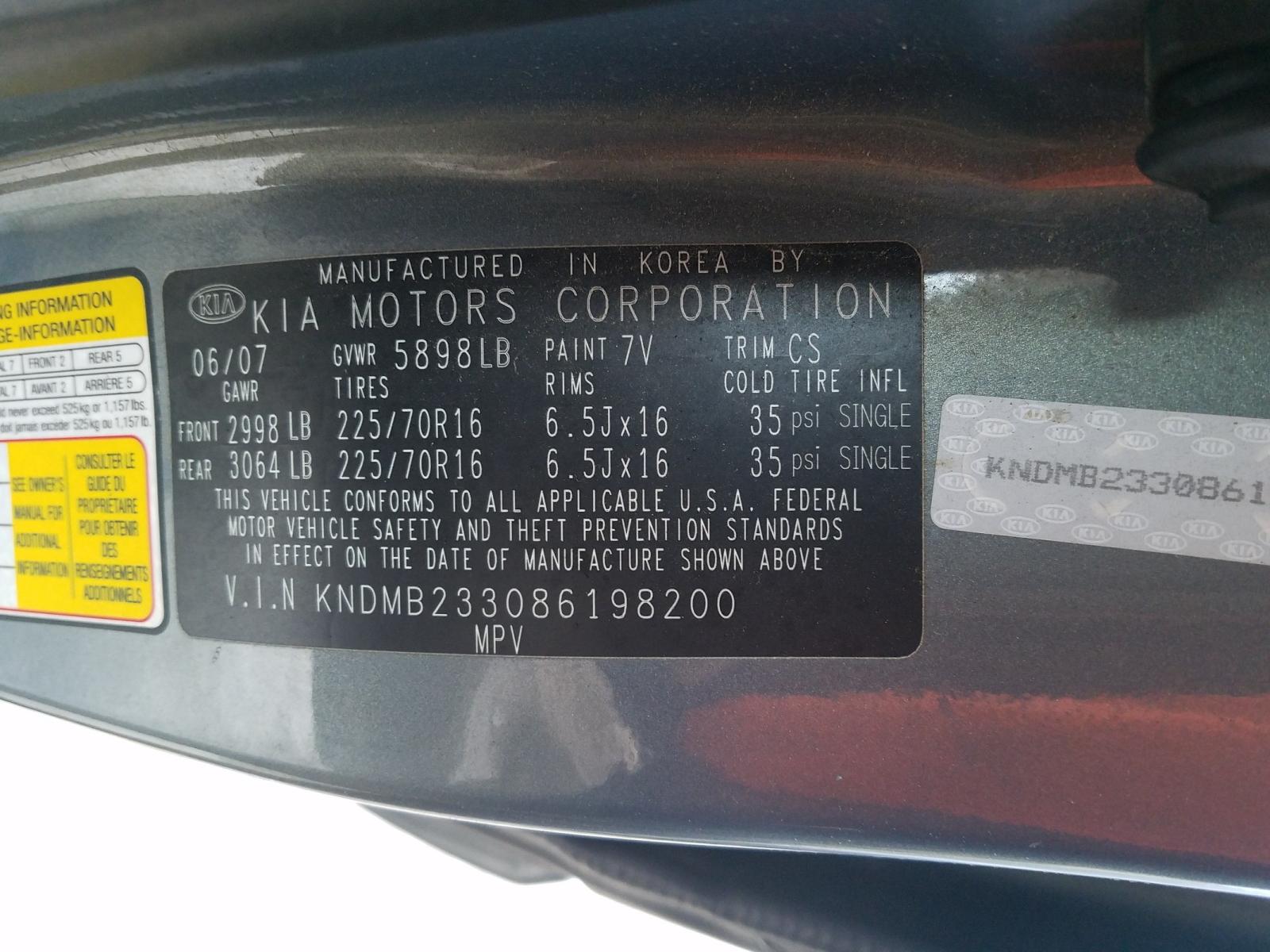 Photo 9 VIN: KNDMB233086198200 - KIA SEDONA EX 