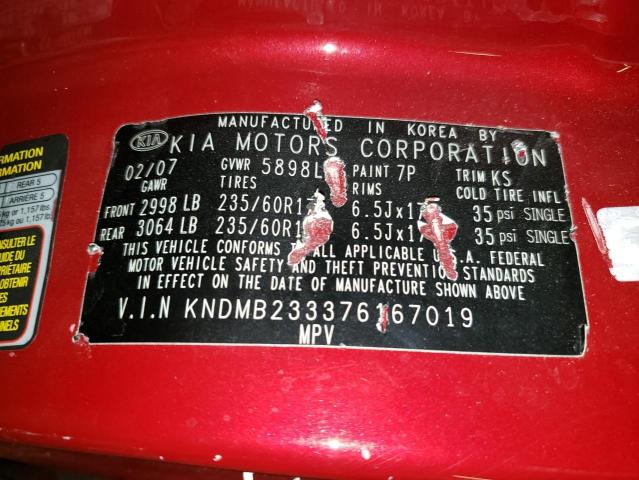 Photo 12 VIN: KNDMB233376167019 - KIA SEDONA EX 