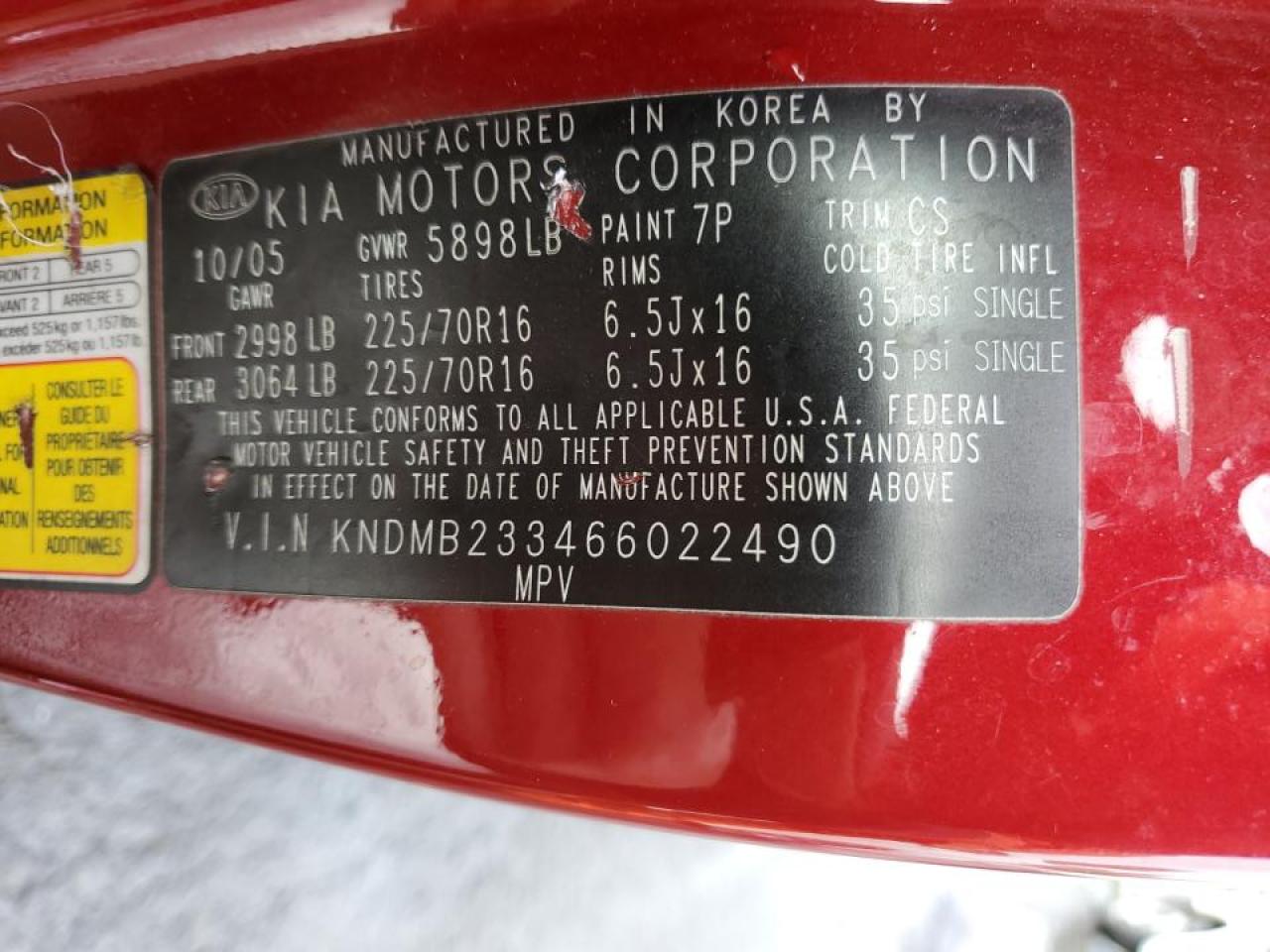 Photo 11 VIN: KNDMB233466022490 - KIA SEDONA 