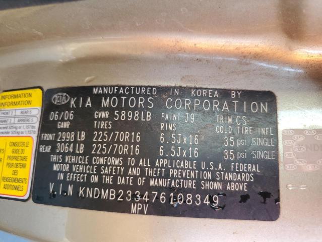 Photo 12 VIN: KNDMB233476108349 - KIA SEDONA EX 