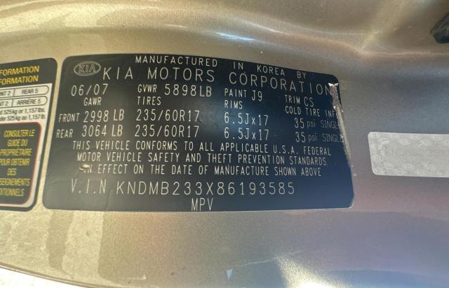 Photo 9 VIN: KNDMB233X86193585 - KIA SEDONA EX 