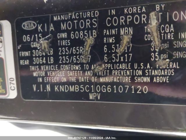 Photo 8 VIN: KNDMB5C10G6107120 - KIA SEDONA 