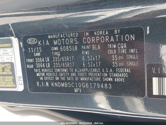 Photo 8 VIN: KNDMB5C10G6179483 - KIA SEDONA 