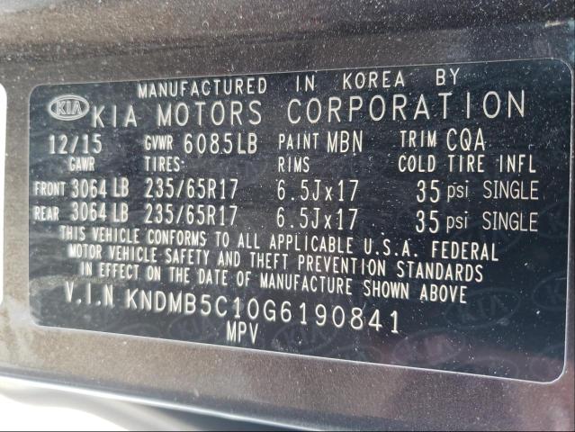 Photo 9 VIN: KNDMB5C10G6190841 - KIA SEDONA LX 