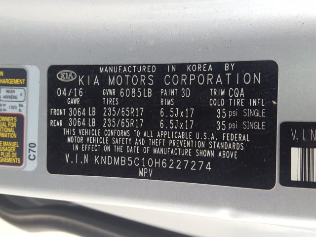 Photo 9 VIN: KNDMB5C10H6227274 - KIA SEDONA LX 