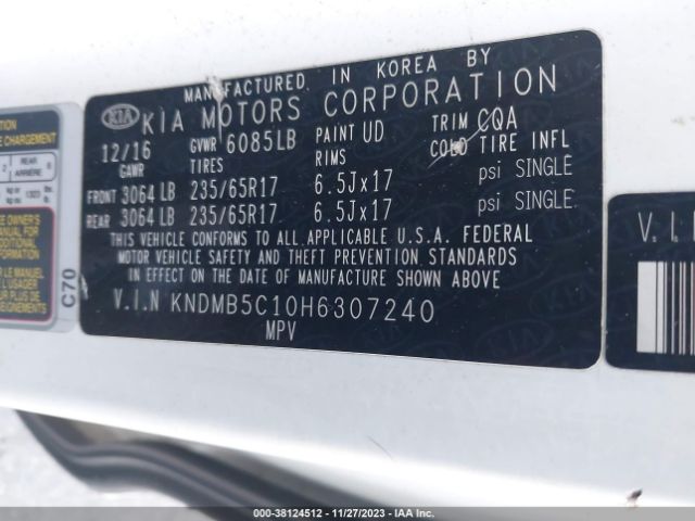 Photo 8 VIN: KNDMB5C10H6307240 - KIA SEDONA 