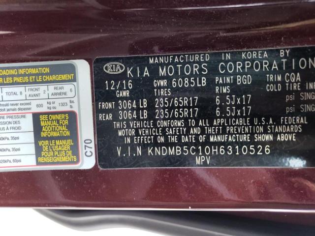 Photo 12 VIN: KNDMB5C10H6310526 - KIA SEDONA LX 